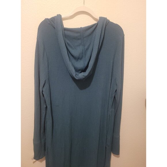 Athleta Harmony Pose Long Lined Wrap Hooded Cardigan Borealis Green  Wmn XL - Picture 9 of 12